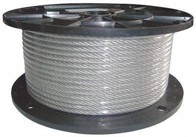 APPROVED VENDOR Wire Rope: Vinyl, Galvanized Steel, 7 x 7, 54 lb Working Load Limit - UV-Resistant Vinyl-Coated Wire Rope