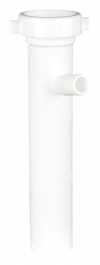 APPROVED VENDOR Tailpiece: Plastic, White, 1 1/2 in Nominal Pipe Size, 8 1/8 in Overall Lg - Tailpieces