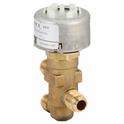 Honeywell Hydronic Globe Valve: 3-Way, 1.6 CV Flow, 3/8 in Female Flare, Brass Body - 3-Way Flare Connection Globe Valves