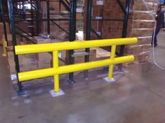 IDEAL SHIELD Guard Rail System: Mid-Rail Included, Straight, 36 in Top Rail Ht, 18 in Mid-Rail Ht (MPN HGR-2-096-36-P). Key specifications — Color: Yellow; Material: Steel; Rail Mounting Style: Floor Mounted; Includes Mid-Rail: Mid-Rail Included.