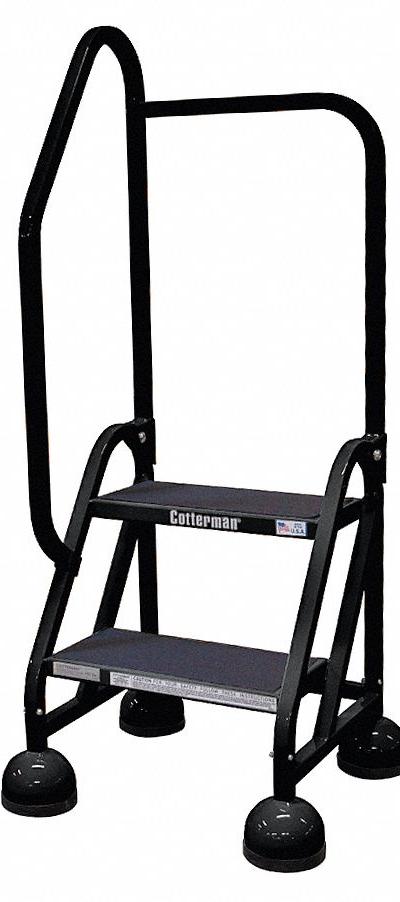 COTTERMAN Rolling Ladder: 1.5 ft Platform Ht - Steel Ultra-Stable Weight-Actuated Ladders