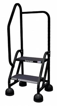 COTTERMAN Rolling Ladder: 1.5 ft Platform Ht, Partially Assembled, Steel, Wt-Actuated Auto-Lock (MPN ST-202 A2 C7 P5). Key specifications — Includes Handrails: Handrails Included; Material: Steel; Brand: COTTERMAN; Color: Black.