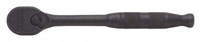 PROTO Hand Ratchet: Pear, Reversible, 7 1/2 in Overall Lg, Black Oxide, 4° Min Arc Swing - Standard-Head Ratchets