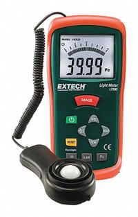EXTECH Light Meter: Light Sensor with Protective Cover/Protective Holster/Soft Case, LCD, Included (MPN LT300-NIST). Key specifications — Brand: EXTECH; Light Level Accuracy: ±5%; Digital Display Screen Type: LCD; Includes: Light Sensor with Protective Cover; Certificate of Calibration: Included.