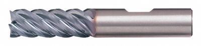 CLEVELAND Square End Mill: Carbide, TiAlN Coated, 5 Flute, 7/16" Mill Dia, 1" LOC - Carbide Square End Mills for Hardened Materials