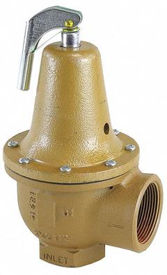 WATTS Pressure Relief Valve: FNPTF x FNPTF, 2 in x 2 1/2 in, Iron, 75 psi Max. Op Pressure (MPN 0384292). Key specifications — Brand: WATTS.