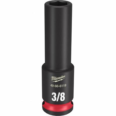 MILWAUKEE Deep Impact Socket: 3/8 in Drive Size, SAE, 3/8 in Socket Size, 6-Point - 3/8" Drive Impact Sockets