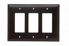 LEGRAND Wall Plate: Decorator-Rocker, 3 Gang, Brown, Jumbo Size (MPN TPJ263). Key specifications — Brand: LEGRAND; Material: Nylon.