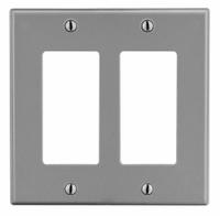 HUBBELL Wall Plate: Decorator-Rocker, 2 Gang, Gray, Std Size (MPN P262GY). Key specifications — Brand: HUBBELL; Material: Polycarbonate.