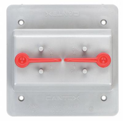 CANTEX Weatherproof Cover: PVC, FS, Toggle Switches, 2 Gangs, 3 in Overall Ht - PVC Weatherproof Electrical Box Covers