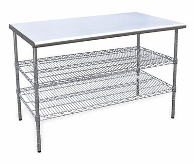 APPROVED VENDOR Work Table: Fixed Ht, Stainless Steel, 48 in x 30 in - Stainless-Steel-Top Worktables