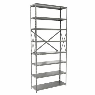HALLOWELL Metal Shelving: Standalone, Heavy-Duty, 36 in x 12 in, 84 in Overall Ht - Heavy-Duty Standalone Open Metal Shelving