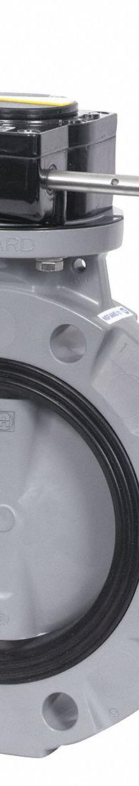 HAYWARD Butterfly Valve: 6 in Pipe Size, Concentric, 150 psi Max. Pressure (CWP), Wafer, Buna-N, BYV (MPN BYV44060A0NG000). Key specifications — Brand: HAYWARD; Handle Type: Gear Operated Handwheel; Disc Material: Glass-Filled Polypropylene.