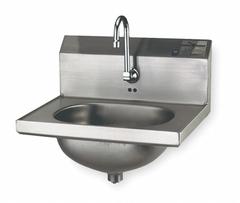 EAGLE GROUP Hand Sink: 1 Stations, 6 3/4 in Bowl Dp, 13 1/2 in Bowl Lg, 9 3/4 in Bowl Wd, 18 ga (MPN HSA-10-FE). Key specifications — Includes Side Splash: Side Splash Not Included; Series: HSA; Brand: EAGLE GROUP; Power Source: AC Powered.