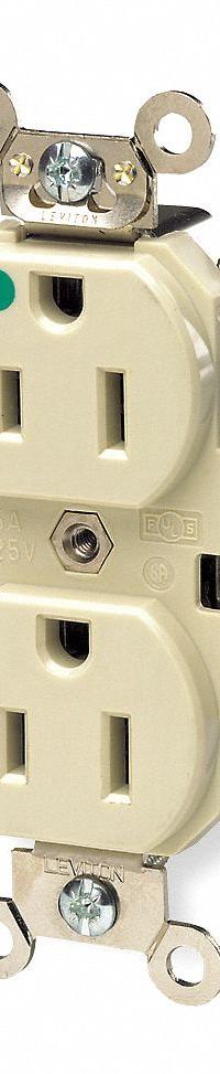 LEVITON Receptacle: Hospital Grade Fed. Spec., Duplex, 5-15R, Brown, 125V AC, 15 A, 2 Pole / 3 Wire (MPN 8200)