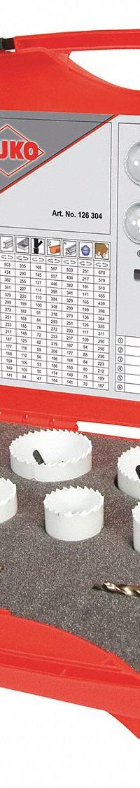 ROTHENBERGER Hole Saw Kit: 12 Pieces, 38 mm Max. Cutting Dp, High Speed Steel, 7 Teeth per Inch (MPN 126304). Key specifications — attr1098178: 7; attr1098172: ROTHENBERGER.