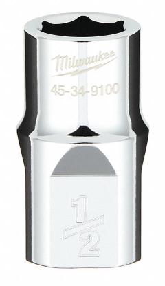 MILWAUKEE Standard Socket: SAE, 1/2 in Drive Size, 1/2 in Socket Size, 6-Point, Std, Chrome (MPN 45-34-9100). Key specifications — attr1204417: MILWAUKEE; attr1204392: Chrome.