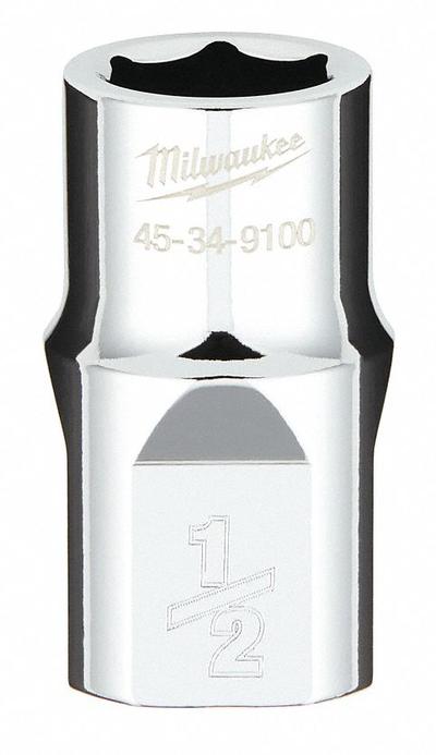 MILWAUKEE Standard Socket: SAE, 1/2 in Drive Size, 1/2 in Socket Size, 6-Point, Std - Anti-Roll Hand Sockets