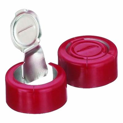 WHEATON Lab Bottle Caps: 13 mm Dia, Red, Aluminum, Unlined, 1,000 Closures Included - Snap On Bottle Caps