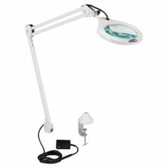 VISION-LUXO Round Magnifier Light: LED, 1.75x, 3 Diopter, 700 lm Max Brightness, 45 in Arm Reach (MPN LFG028214). Key specifications — Arm Material: Die-Cast Aluminum; Brand: VISION-LUXO; Magnification: 1.75x; ESD Safe: No; Lens Material: Glass; Lighting Technology: LED; Operating Voltage: 120V AC; Includes Ultraviolet Light: No.