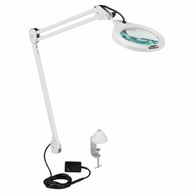 VISION-LUXO Round Magnifier Light: LED, 1.75x, 3 Diopter, 700 lm Max Brightness - Desk-Clamp Magnifier Lights