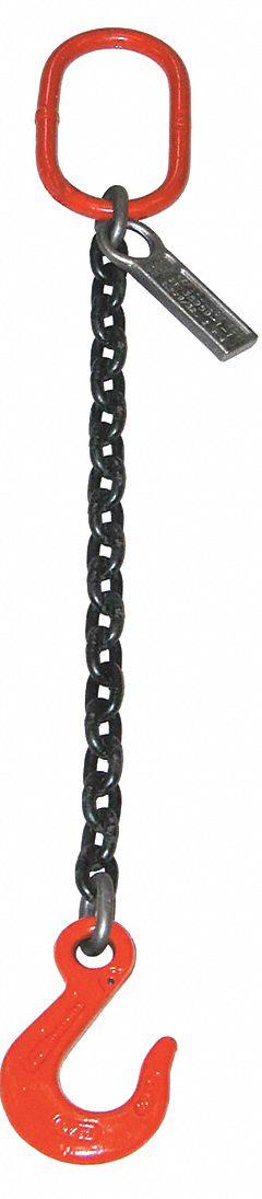 LIFT-ALL Single Leg Chain Sling: 3/8 in Chain Trade Size, 100 Chain Grade, Sling Hook, Alloy Steel (MPN 38SOSW10X8). Key specifications — Hook Type Included: Sling Hook; Brand: LIFT-ALL.
