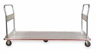 APPROVED VENDOR Platform Truck: 660 lb, 60 in L x 18 in W x 7 in H Deck, Rubber, 5 in Caster Dia (MPN 2PLG8). Key specifications — Brand: APPROVED VENDOR; Caster/Wheel Configuration: (2) Rigid; Color: Silver; Caster Wheel Width: 1-1/4 in.