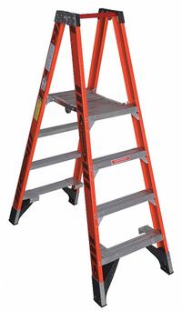 WERNER Twin Platform Stepladder: 4 ft Ladder Size, Fiberglass, 300 lb Load Capacity, 31 lb Wt (MPN PT7404). Key specifications — Brand: WERNER; Included Features: Guard Rail.