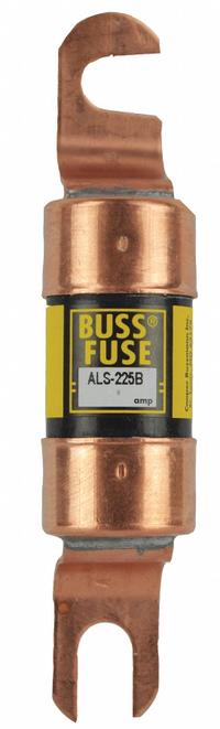 BUSSMANN Forklift Limiter Fuse: ALS Series, Bolt-On, Gen Purpose, 225 A, 48 V DC, Non-Indicating (MPN ALS-225B). Key specifications — Brand: BUSSMANN; Series: ALS.