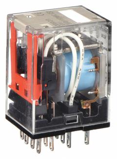 OMRON General Purpose Relay: Socket Mounted, 5 A Current Rating, 110V DC, 4PDT, 14 Pins/Terminals (MPN MY4-DC100/110(S)). Key specifications — Brand: OMRON; Base Type: Square; Mounting Style: Plug-In; Pin Shape: Round; Electrical Connection: Plug-In; Manufacturer Part Number: MY4-DC100/110(S); Operating Current: 1.5 A at 24V DC (Inductive Load); Series: MY Series.