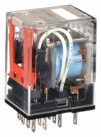 OMRON General Purpose Relay: Socket Mounted, 5 A Current Rating, 110V DC, 4PDT, 14 Pins/Terminals (MPN MY4-DC100/110(S)). Key specifications — Brand: OMRON; Base Type: Square; Mounting Style: Plug-In; Pin Shape: Round; Electrical Connection: Plug-In; Manufacturer Part Number: MY4-DC100/110(S); Operating Current: 1.5 A at 24V DC (Inductive Load); Series: MY Series.