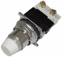 EATON Illuminated Push Button: Illuminated, Extended Profile, Metallic, 30 mm, 1NO (MPN 10250T75W). Key specifications — Brand: EATON; Action: Momentary; Series: 10250T; Push Button Material Type: Metallic.