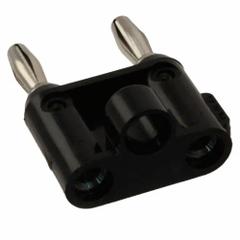 Double Banana Plug: 1 1/4 in Lg, Beryllium Copper, Polypropylene, 5,000 V Max Volt, 15 A Max Current (MPN MDP-0). Key specifications — Contact Material: Beryllium Copper; Body Material: Brass; Brand: POMONA; Color: Black.