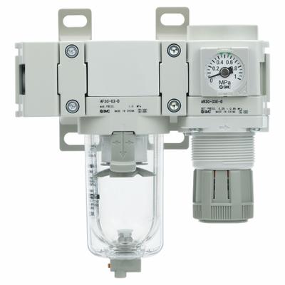 SMC Filter Regulator: AC-D Series, 1/4 in NPT, 5 micron, 0.85 MPa Max Op Pressure - SMC FRL Air Filter/Regulators