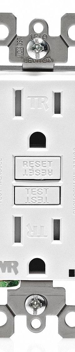 LEVITON GFI Receptacle: Decorator Duplex, 5-15, White, GFCI, 125V AC, 15 A, 2 Pole / 3 Wire (MPN GFWT1-W)