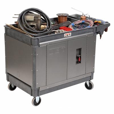 JET Utility Cart: 500 lb, 40 in L x 17 in W x 34 in H Overall Dim, 2 Shelves - Preconfigured & Paneled Utility Carts