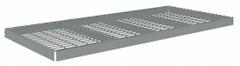 TENNSCO Shelf: 96 in x 30 in, 1,250 lb Load Capacity, Steel, 5 ga Decking, Gray, Shelf (MPN ZLES-9630W). Key specifications — Decking Material: Steel; Includes: (4) Beams; Decking Finish: Zinc Plated; Shelf Configuration: Single Straight; Color: Gray; Frame Material: Steel; Brand: TENNSCO; Frame Finish: Zinc Plated.