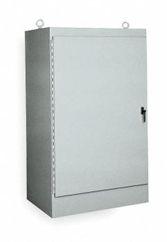 WIEGMANN Enclosure: Steel, 60 in x 24 in x 18 in, NEMA 12, Solid Cover, Hinged (MPN WA602418FS). Key specifications — Brand: WIEGMANN; Closure Method: Padlock Hasp; Knockouts: Not Included.