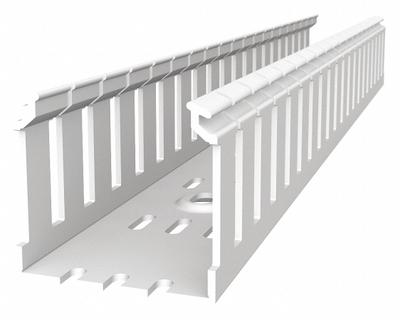 THOMAS & BETTS Wiring Duct: 4 in Nom Wd, 3.5 in Slot Ht, 4 in Nom Ht, 0.3 in Slot Wd, PVC - Screw-Mount Slotted Wiring Ducts & Snap-On Covers