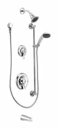 MOEN All Metal Trim Kit: Commercial Posi-Temp T8343, 1.5 gpm Fixed Showerhead Flow Rate, Chrome (MPN T8343EP15). Key specifications — Series: Commercial Posi-Temp T8343; Showerhead Spray Patterns: Single.
