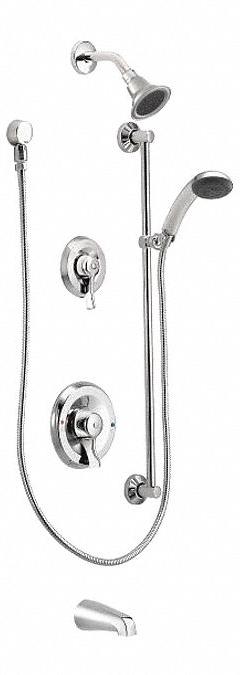 MOEN All Metal Trim Kit: Commercial Posi-Temp T8343, 1.5 gpm Fixed Showerhead Flow Rate, Chrome (MPN T8343EP15). Key specifications — Series: Commercial Posi-Temp T8343; Showerhead Spray Patterns: Single.