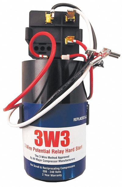Supco Hard Start Kit: 3 Wire, 270-324 MFD, 208 to 277V AC, 4 hp to 5 hp - Hard Start Kits