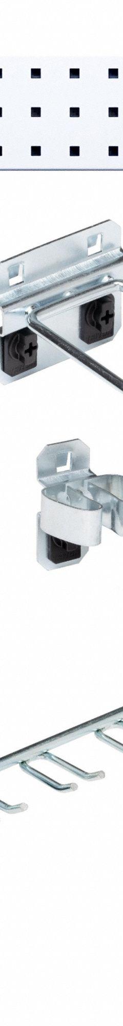 TRITON PRODUCTS Pegboard Strip Kit: Square, 3/8 in Peg Hole Size, 9 in x 36 in x 9/16 in, Steel (MPN LBS36T-WHT). Key specifications — Material: Steel; Finish: Epoxy Coated; Peg Hole Shape: Square; Includes: Strip: LBS-1W; Color: White; Brand: TRITON PRODUCTS.