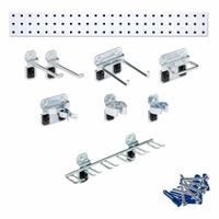 TRITON PRODUCTS Pegboard Strip Kit: Square, 3/8 in Peg Hole Size, 9 in x 36 in x 9/16 in, Steel (MPN LBS36T-WHT). Key specifications — Material: Steel; Finish: Epoxy Coated; Peg Hole Shape: Square; Includes: Strip: LBS-1W; Color: White; Brand: TRITON PRODUCTS.