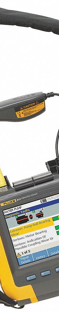 FLUKE Vibration Tester: Vibration, 50 to 60 Hz, 39.27 in/sec Max Velocity Measured, Acceleration (MPN FLUKE-810). Key specifications — Brand: FLUKE; Accuracy: ±0.01%; Includes: Mini USB to USB Cable; Digital Display Screen Type: LCD; Frequency Ranges: 50 to 60 Hz; Certificate of Calibration: Not Included.