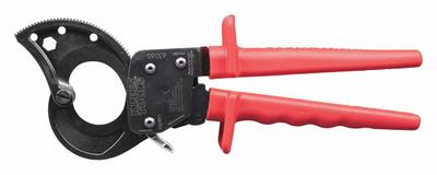 KLEIN TOOLS Cable Cutter: Steel Handle, Shear - Ratcheting Electrical & Data Cable Cutters