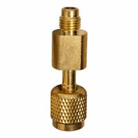 FIELDPIECE Adapter: 2 1/2 in Lg, 180° Angle, Input 1/4 in Male SAE Right-Hand, A2L Compatible (MPN RHCM). Key specifications — Product Type: Adapter; Brand: FIELDPIECE; Manufacturer Part Number: RHCM; Material: Brass.