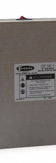 FOSTORIA Ground Fault Sensing Switch: For 786DX8/786DX9/786DY0/786DY1, 50 A, 208/600V AC (MPN GF-SK-1). Key specifications — Voltage, Phase: 208/600V AC, 1 or 3-phase; Product Type: Ground Fault Sensing Switch; For Use With: 786DX8; 786DX9; 786DY0; 786DY1; Voltage: 208/600V AC; Includes: Positive Off Switch.