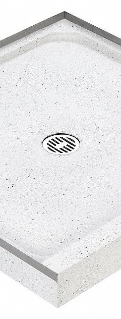 FIAT PRODUCTS Shower Base: Rectangle, Single Threshold, Terrazzo, 36 in Overall Lg, 4 in Overall Ht (MPN 36MFT081). Key specifications — Material: Terrazzo; Drain Location: Center; Brand: FIAT PRODUCTS.