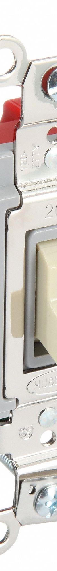 HUBBELL Wall Switch: Toggle Switch, 3-Way, Maintained, Ivory, 120/277V AC, 20 A (MPN HBL1223IL). Key specifications — Illuminated: Yes; Voltage Rating: 120/277V AC.